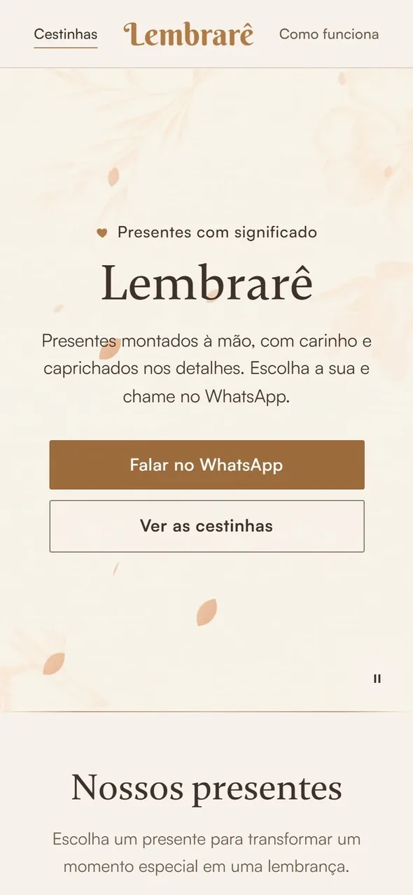 A loja da Lembrarê no celular