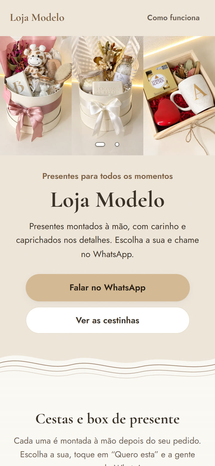 A loja na paleta Areia