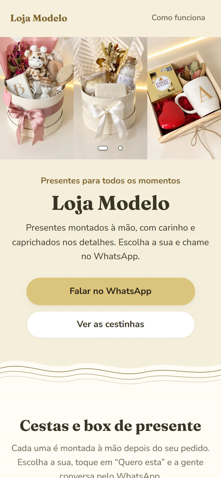 A loja na paleta Baunilha