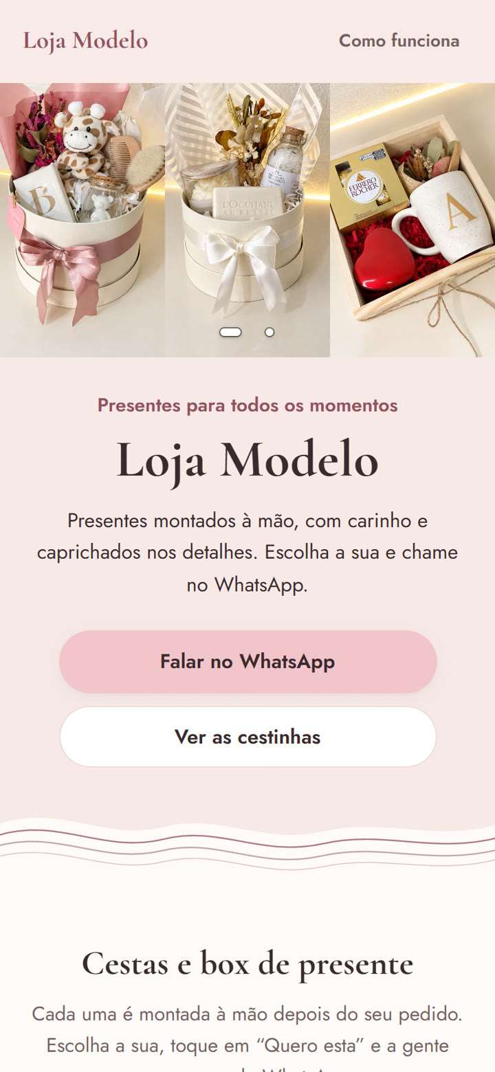A loja na paleta Rosa chá